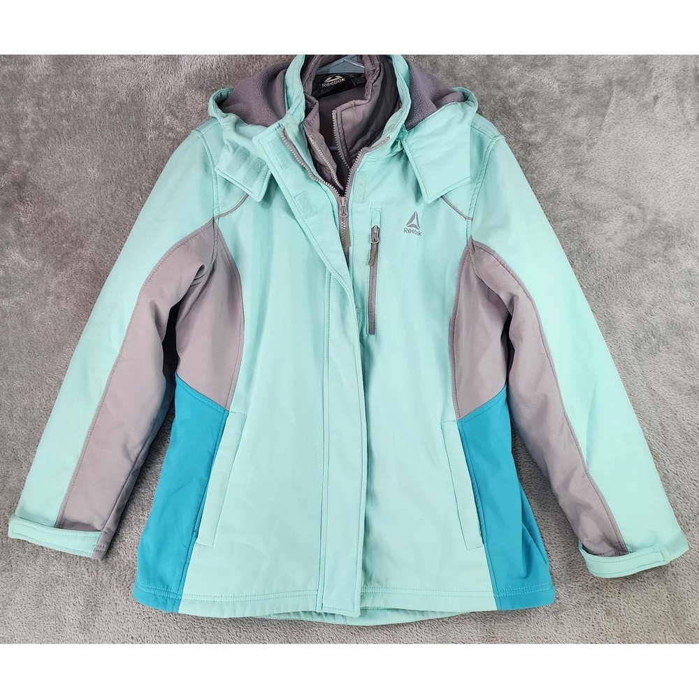 Reebok Jacket Womens Juniors XL Plus Teal Gray 3 In‎ 1 Hooded Ski Snow Coat